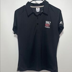 Russell Black Embroidered Polo Shirt